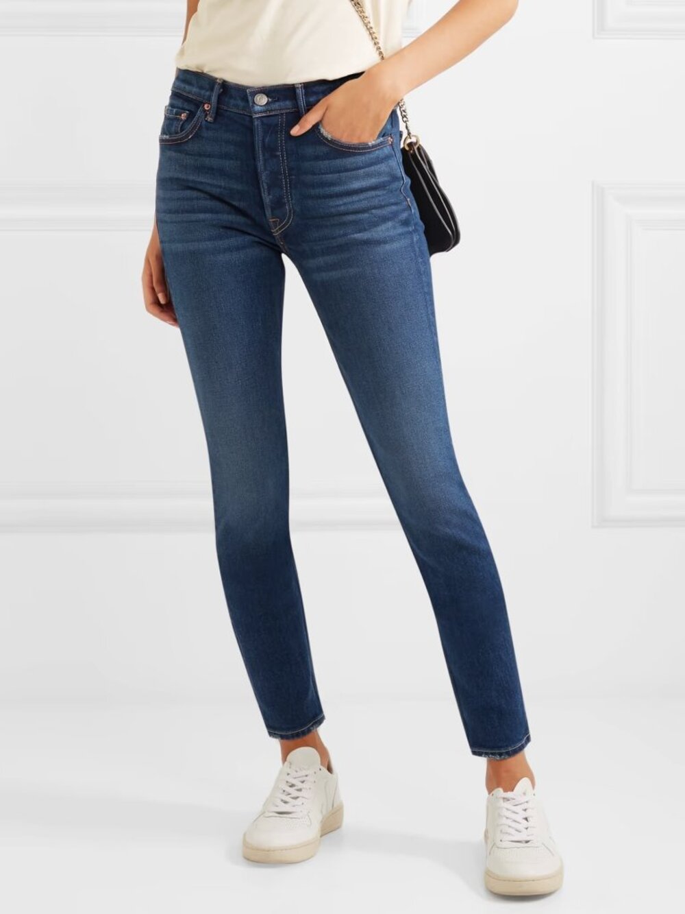 GRLFRND Karolina High Rise Skinny Jeans Joan Jett Blue Dark Wash Denim Off-Duty